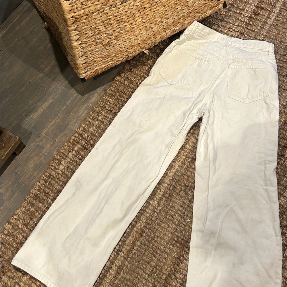 Doen 100% Organic Cotton White Denim Straight Leg Jeans Size 27 - Picture 12 of 14